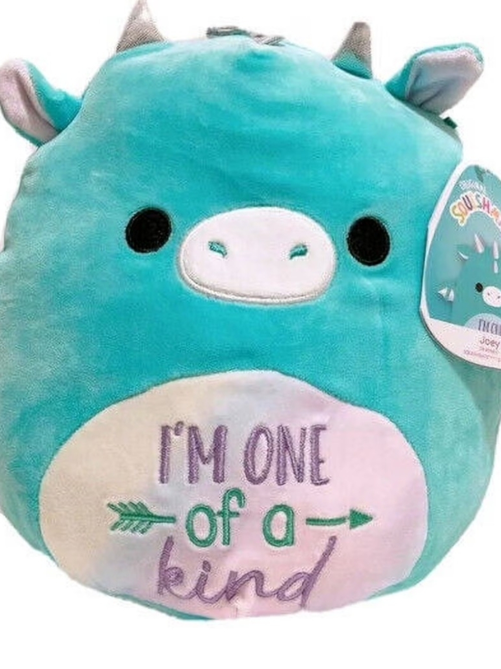 Squishmallows Teal Unicorn 'Joey' with "I'm One of a Kind" Embroidery NWT